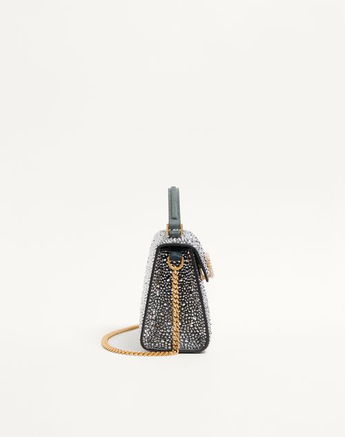 Valentino Garavani - Valentino Garavani Mini Vsling Handbag With Rhinestones And Jewel Logo - Crystal - Woman - Top Handle Bags
